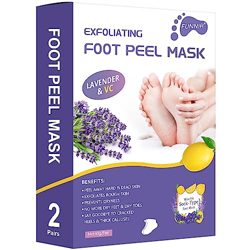 FUNNIR Foot Peel Mask Exfoliant for Peeling Off Calluses, Natural Exfoliator for Callus, Dry Dead Skin, Repair Rough Heels (2 pairs)