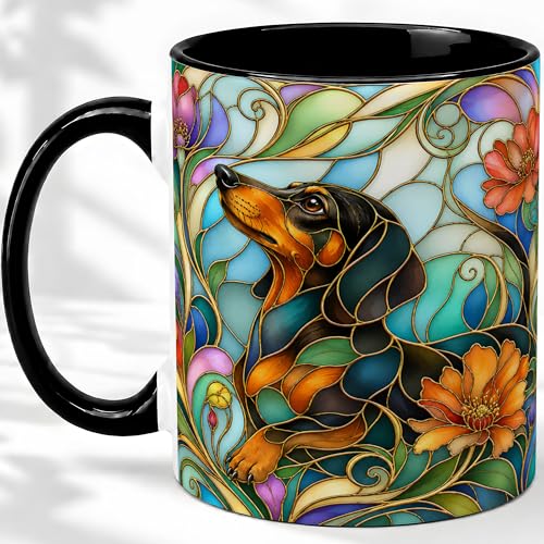 Taza de cerámica con diseño de perro dachshund 11 oz miniatura 1