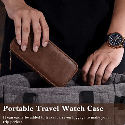 Bewishome Watch Travel Case 2 Slot Watch Boxes For Men Portable Watch Organizer, Watch Display Case - Watch Accessory Fits Wrist Watches & Smart Watches,Brown, Ssh92Z #TOP3