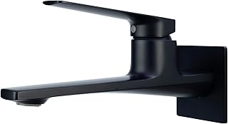 Modern Wall Mount Bathroom Faucet – Matte Black,Solid Brass Single Handl...