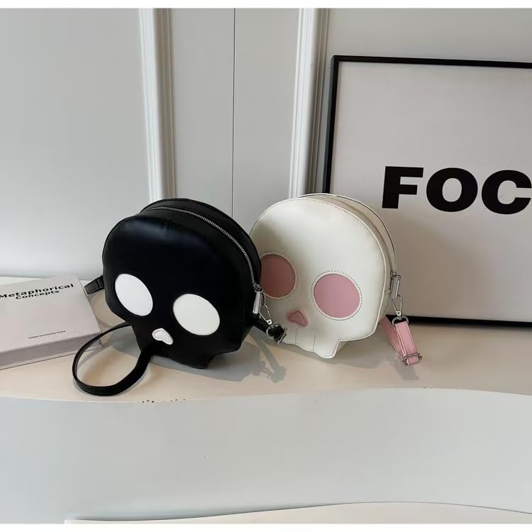 Womens Halloween Small Shoulder Bag Funny PU Leather Skull Skeleton Novelty Crossbody Bag Cute Purse Gothic Handbag (Pink)4