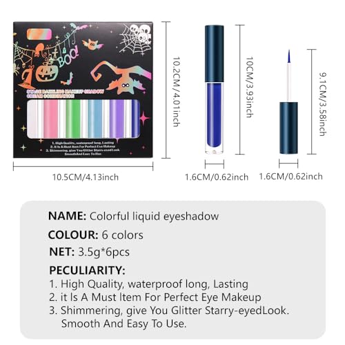 Image of 6 Pcs Colorful Matte Liquid Eyeshadow Eyeliner Set, White, Pink, Green, Blue, Purple, Dark Blue, Halloween Stage Clown Children's Makeup, Quick-Drying, Long-Lasting, Waterproof (6Pcs-Matte Colorful 2)