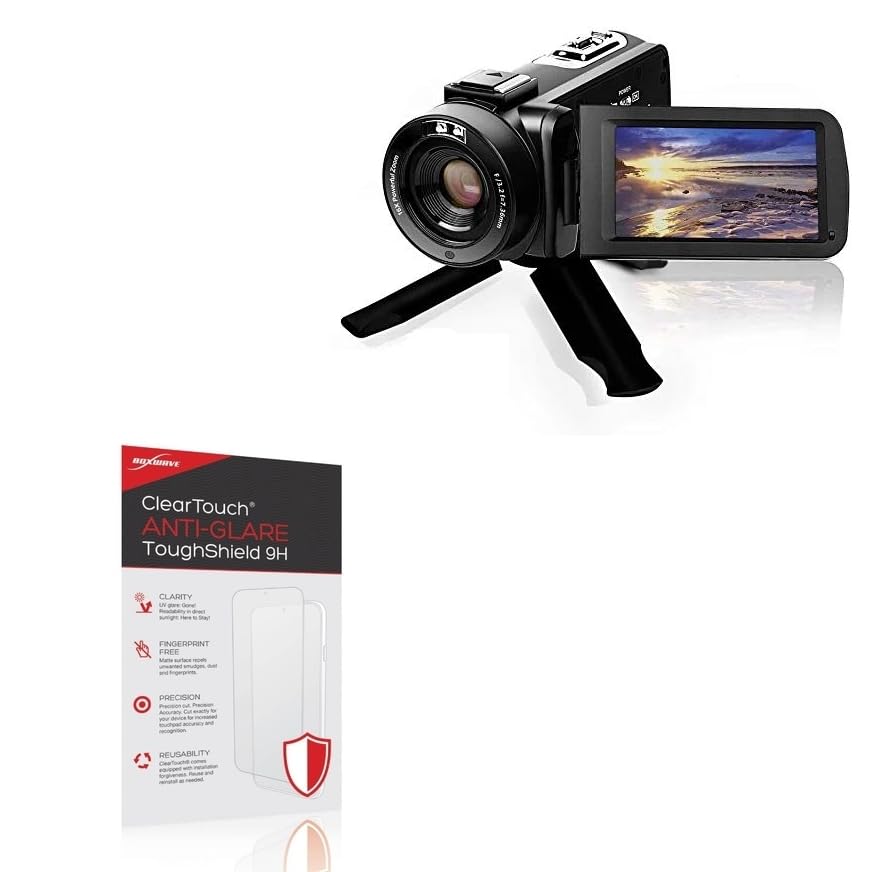 BoxWave Screen Protector Compatible with VJIANGER Video Camera Camcorder (3 in) - ClearTouch Anti-Glare ToughShield 9H (2-Pack), Anti-Glare 9H Tough Flexible Film Screen Protector