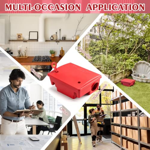Image of Qualirey 12 Packs Rat Bait Stations Rodent Traps Outdoor Indoor, Red | Large Bait Boxes for Mice and Rats Mouse Traps Bulk, Lockable with Key, Keep Pets and Children Safe