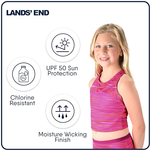 Lands' End Girls' Swimwear UPF 50 Tankini Top and Bikini Bottom Swim Set4