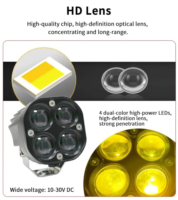 Schsteindar High Brightness Work Light, 4 Modes White,Yellow,Red Mix Blue with White+Yellow Flashing Mode, 50000+ Hours Lifespan, Heat Sink Design Pack Of 1 4