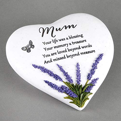 Thoughts Of You Heart Outdoor Memorial Plaque with Lavender design Mum