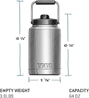 Vista 4 de YETI Rambler Jarra de Medio Galón, Aislada al Vacío, A Prueba de Fugas, Acero Inoxidable con MagCap