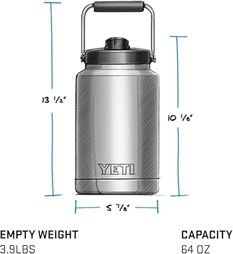 Miniatura 4 de YETI Rambler Jarra de Medio Galón, Aislada al Vacío, A Prueba de Fugas, Acero Inoxidable con MagCap