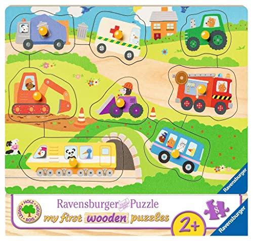Ravensburger Kinderpuzzle - 03684 Lieblingsfahrzeuge - My First Wooden Puzzle mit 8 Teilen - Puzzle für Kinder ab 2 Jahren - Holzpuzzle