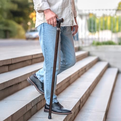 Asterom Walking Cane - Handmade, Ergonomic, Canes for Men - Wooden Walking Sticks for Seniors, Unique (Walnut, 35 Inches) by Asterom - Image 5