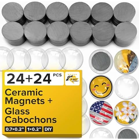 X-Bet Magnet Ceramic Magnets - Round Disc - Flat Circle Magnets Bulk for Crafts, Science & Hobbies - Perfect for Refrigerator, Whiteboard, Fridge Cover