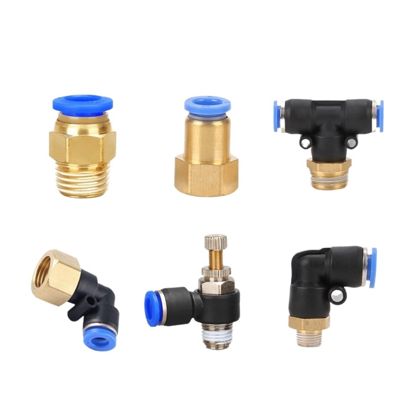 Conector neumático macho BSPT en varias medidas de tubo y rosca SL