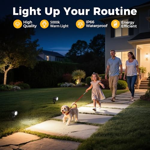 Image of L LOHAS LED 5W Dusk to Dawn Outdoor Spotlight 6000K Landscape Light 1 Pack