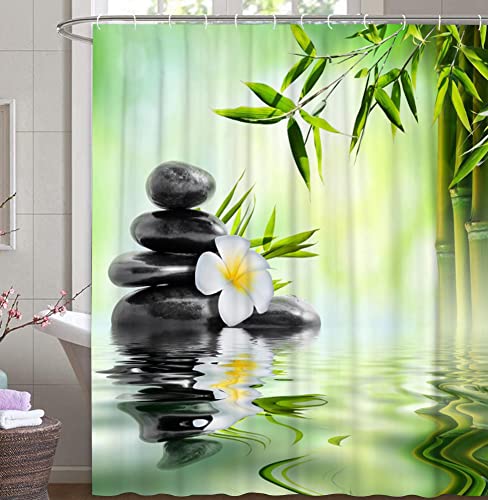 M&W DAS DESIGN Duschvorhang Bambus auf Wasser leichten Nebel reflektiert...