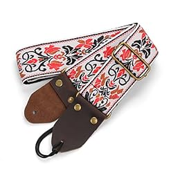 Ctwezoikmt 1 Pièce Sangle de Guitare Ukulélé Brodée Sangle de Guitare en Cuir Tête Basse Bandoulière (Blanc) - Les Beatles, Paul McCartney, John Lennon, RIngo Starr, George Harrison Ctwezoikmt 1 Pièce Sangle de Guitare Ukulélé Brodée Sangle de Guitare en Cuir Tête Basse Bandoulière (Blanc) – Image 4
