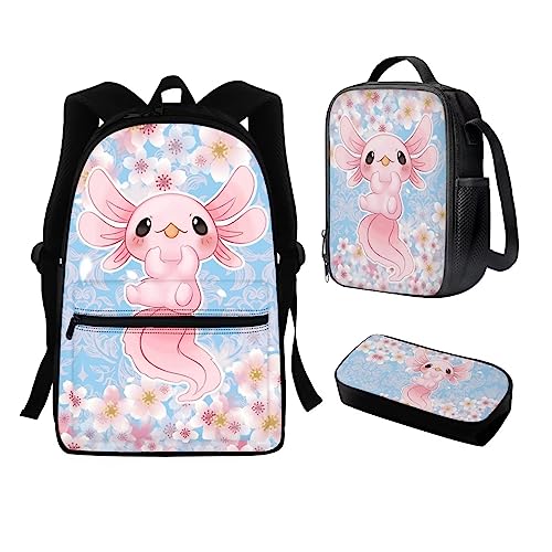 Sac à dos pour garçons filles fournitures scolaires enfants et étudiants motif Axolotl