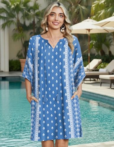Image of Zeagoo Womens Summer Dress Casual Ruffle Tiered Floral Square Neck Sundresses Beach Boho Mini A-line Dress 2026 with Pockets