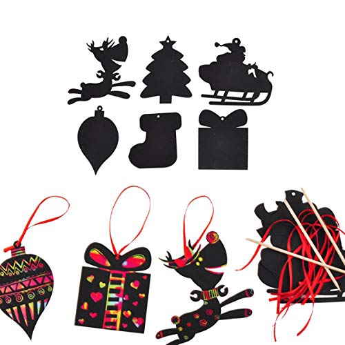 Amosfun Niños navideños raspados,Cartier pedagogía Accesorios,aulas,Material para Jardines de Infancia 6