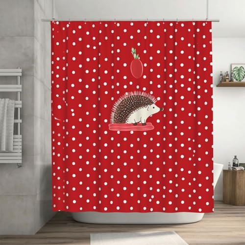 Rideau de douche imperméable 183x183 cm avec crochets motif hérisson rouge - 2