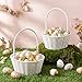 Remerry 2 Pieces Easter Basket for Egg Hunt White Wicker Baskets with Handle Small Picnic Woven Basket Braided Gift Wedding Baby Shower Farmhouse Decor