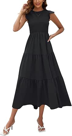 Amazon.com: Escaco Women's 2023 Summer Casual Dress Flutter Short ...