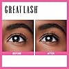 Maybelline Great Lash Washable Mascara Makeup, Volumizing Lash-Doubling Formula That Conditions As It Thickens, Blackest Black, 1 Count