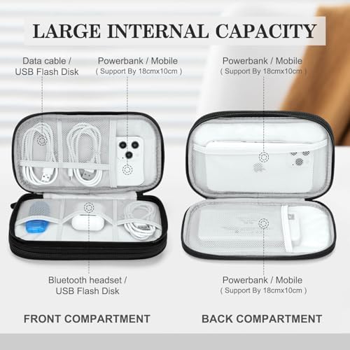 Image of FYY Electronic Organizer, Travel Cable Organizer Bag Pouch Electronic Accessories Carry Case Portable Waterproof Double Layers All-in-One Storage Bag for Cable, Cord, Charger, Phone, Pattern Black (M)