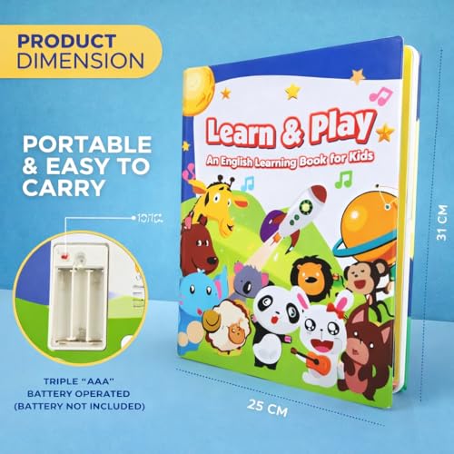 Image of Braintatsic Learn & Play English Learning Book for Kids | Early Education Book with Colorful Pictures & Fun Activities | Vocabulary, Letters & Basic Words | Preschool & Toddler Learning Toy