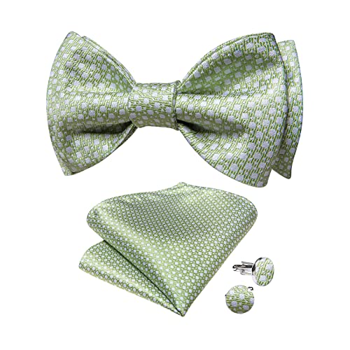 Image of DiBanGu Mens Silk Self Bow Tie Set 4PCS for Tuxedo Wedding