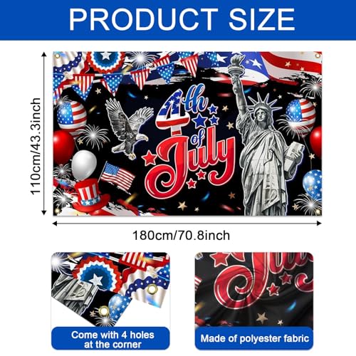 Image of Mocsicka 4th of July Banner - America 250 Anniversary Patriotic Independence Day Decorations, Flag Day Yard Sign Patriotic Memorial National Party Decoration Photo Studio
