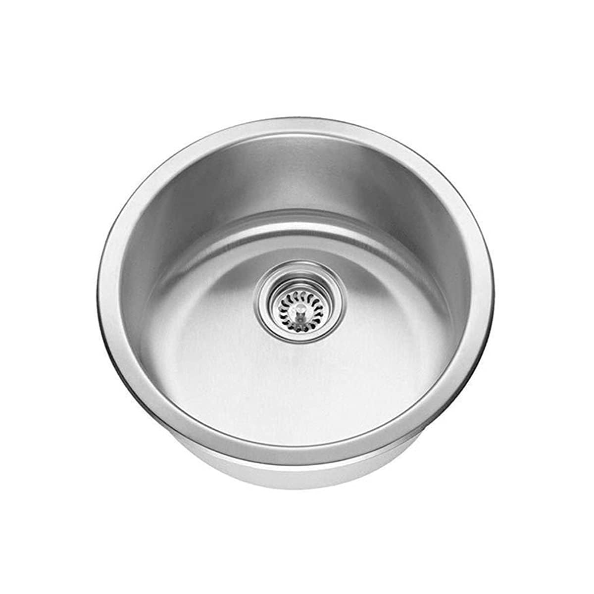 Évier de cuisine rond compact en inox brossé pour kitchenette moderne