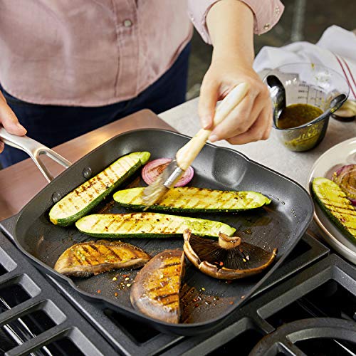 Kitchenaid Hard Anodized Induction Nonstick Square Grill Pan/Griddle With Pouring Spouts, 11.25 Inch, Matte Black #TOP5