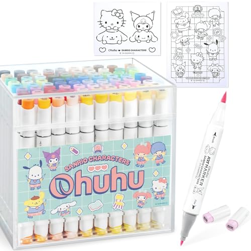 ohuhu 80本 パステル Ohuhu サンリオキャラクターズ イラストマーカー筆タイプ 80色81本