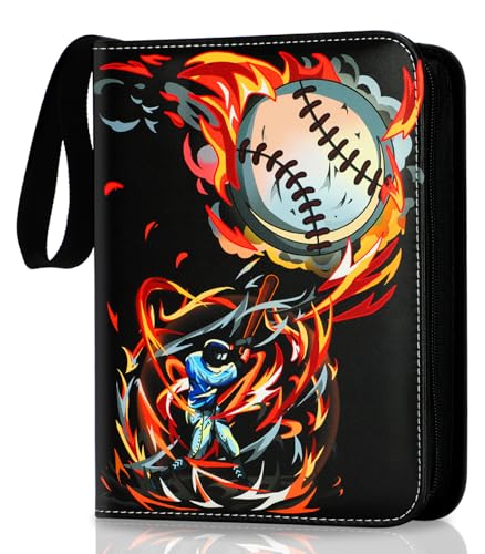Baseball Card Binder 900 Pocket Baseball Card Holder with 50 Removable Sleeves Creative Design Zipper Sports Card Binder Sheets Display Storage for Collectors Boys and Girls Gift (RED 900 CARD)