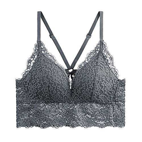 Soutien-gorge sans armature pour forte poitrine : le confort floral gris 80A