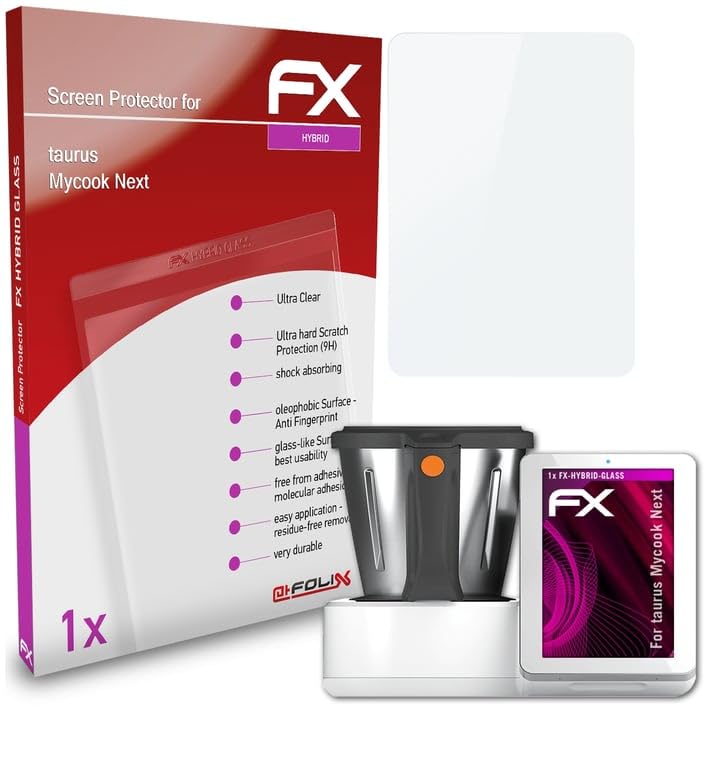 atFoliX Lámina Protectora de plástico Cristal compatible con taurus Mycook Next Película Vidrio, 9H Hybrid-Glass FX Protector Pantalla Vidrio templado de plástico