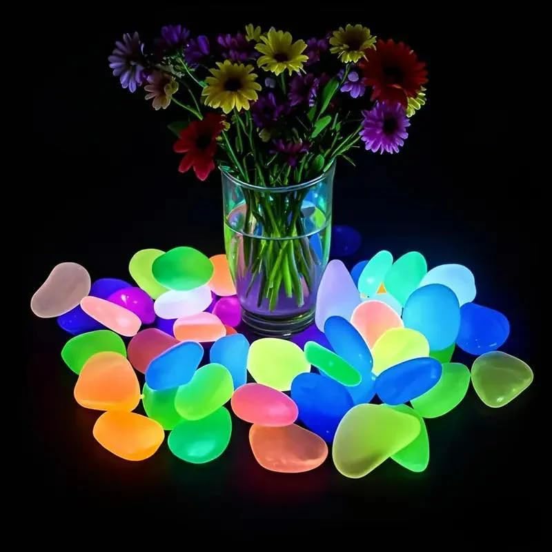 Luminous Stones for Garden & Home Decoration - 1000pcs Garden Pebbles, Small Luminous Pebbles Aquariums Rocks, for Landscaping for Fish Tank Lawn Yard Garden Walkway Plant Pots (2000 PCS- 2)