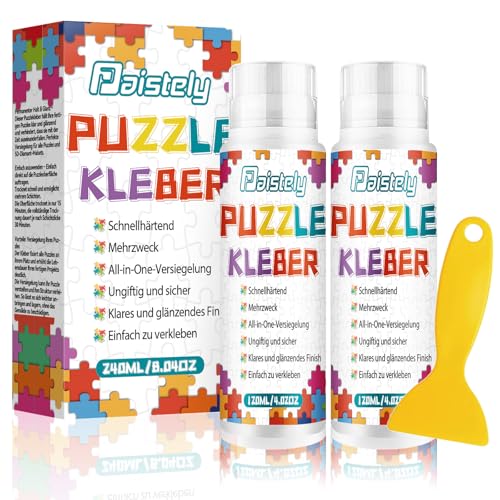 Puzzle Kleber Transparent Puzzle Glue Mit Einfachem Schwammkopf und Applikator Ungiftig Puzzelkleber Puzzlekleber für 1000/2000 Teile Geeignet für Kinder und Erwachsene (120ml*2)
