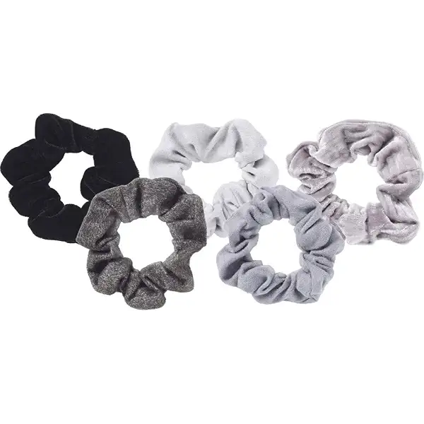 Kitsch Assorted Scrunchies - Large Hair Ties and Ponytail Holders | Cute Hair Bands for Women and Girls, 5pc (BlackGray) 4