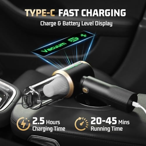 Cordless Car Handheld Vacuum: Car Vacuum Cleaner with 𝟏𝟔𝟎𝟎𝟎𝐏𝐚 Ultra-Strong Suction, 𝐁𝐫𝐮𝐬𝐡𝐥𝐞𝐬𝐬 𝐌𝐨𝐭𝐨𝐫 & HEPA Filter - Lightweight Design for Drivers and Office Workers - Ashen by JIXINMIYUE - Image 4
