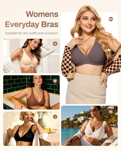 Image of Gailife Deep V Jelly Bras for Women No Underwire Wireless Seamless Push Up Bra Comfort Support Plunge Bralette Full Coverage