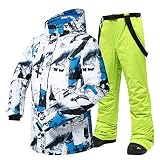 XHBYG Herren Mountain Ski Anzug, -30 Temperatur Skianzug, Herren Winter Outdoor Winddichte wasserdichte Thermo Schneejacke und Hose Ski Snowboard Jacke XXXL BaiLanAndGreen