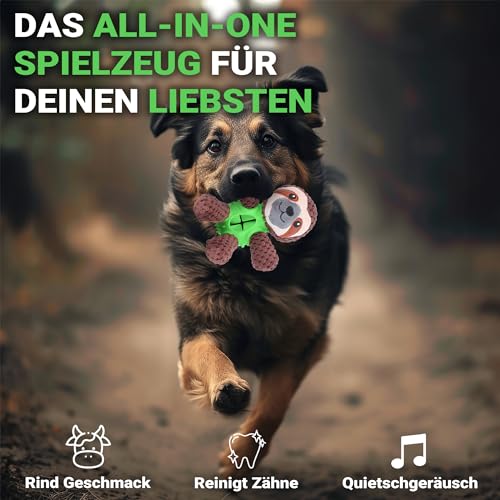 Pawtrace Hundespielzeug quietschendes interaktives Plüsch Spielzeug für Hunde (M, Faultier)