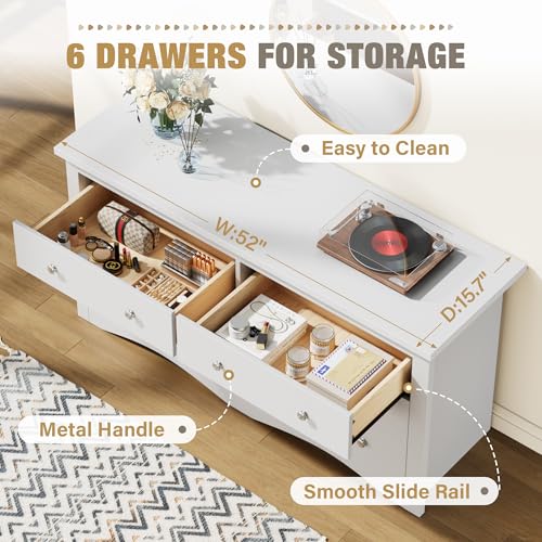 image for YESHOMY Dresser for Bedroom with 6 Drawers, Modern Chest of Drawers, W
