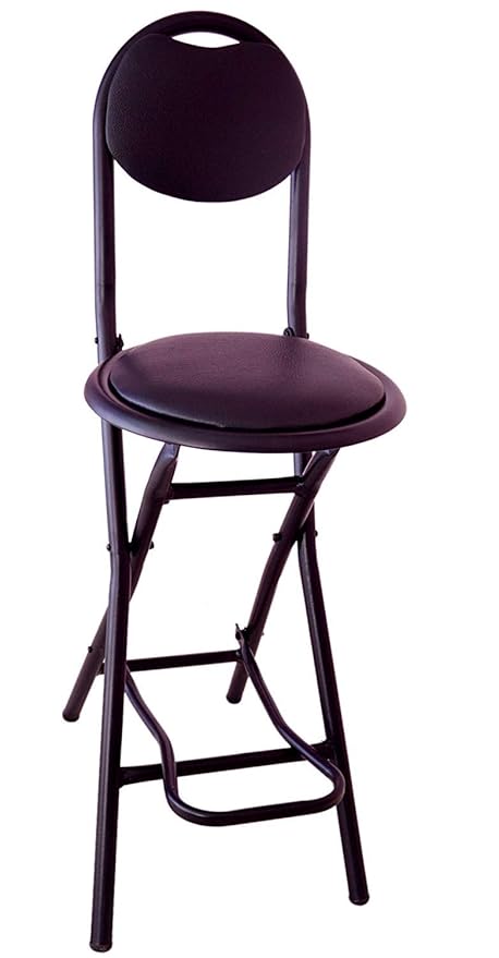 Meble Home 24-inch Seating Height Strong Heavy Duty Folding Chair with Foot Rest & Higher Height for Kitchen/Shop Counter/Bar/Office/Breakfast/Padded Black, Metal (B Black)