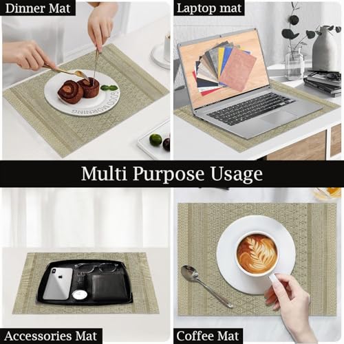 Image of Amazon Brand - Umi PVC Vinyl Diamond Design Placemat ST0769TH - Heat Resistant, Wipe Clean, Anti-Skid Table Mats for Dining Table, KitchenHome Decor (30x45 CM Gold Set of 6)