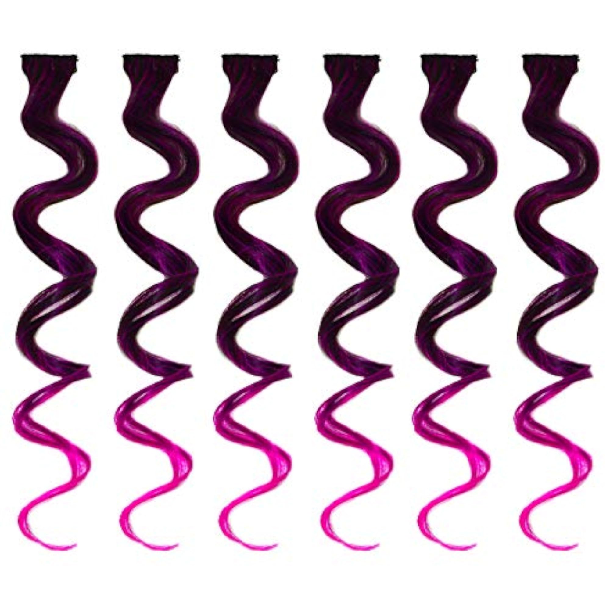 6pc Curly Hair Streak Colored Extension Highlighter