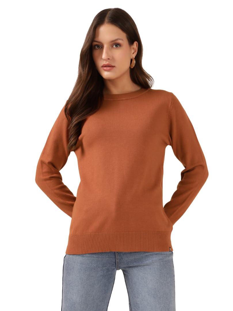 xpose Women Rust Round Neck Pullover_XL-picture-0
