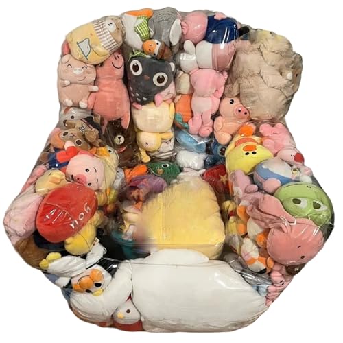 Joygoodta Puf de Almacenamiento de Animales de Peluche, Bolsa de Frijol Transparente de PVC Impermeable con Cremallera, rellenable para niños, sillón pequeño para organizar